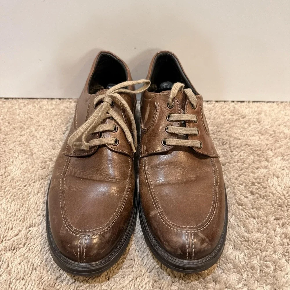 Johnston & Murphy Shoes Mens Size 8 Brown Leather Derby Dress Round Toe 10-1520